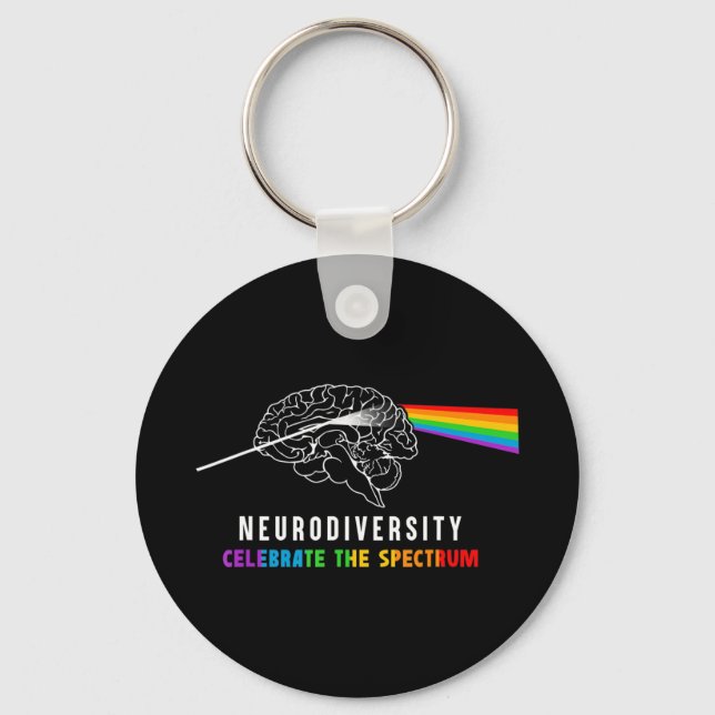 Neurodiversity, Celebrate The Spectrum. The brain  Keychain (Front)