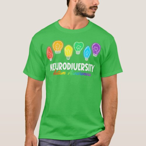 Neurodiversity Colorful Light Bulb Autism  T_Shirt