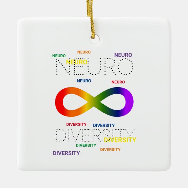 Neurodiversity dots square ceramic ornament (Front)