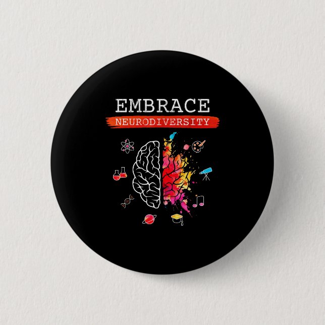 Neurodiversity Embrace Adhd Autism Asd Awareness G Button (Front)