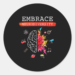 Neurodiversity Embrace Adhd Autism Asd Awareness G Classic Round Sticker