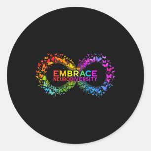 Neurodiversity Embrace Adhd Autism Asd Butterfly I Classic Round Sticker