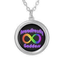 Neurodiversity Goddess round necklace silver plate