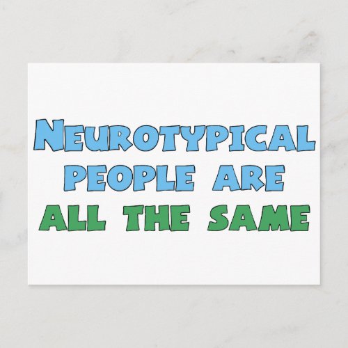 Neurodiversity Humor Funny Aspie Autism Joke Postcard