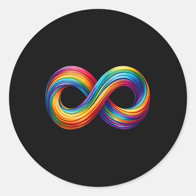 Neurodiversity Infinity Sign Rainbow Symbol Autism Classic Round Sticker (Front)