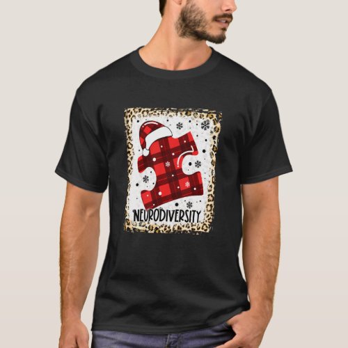 Neurodiversity Puzzle Piece Santa Autism Christmas T-Shirt