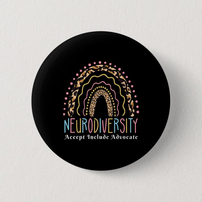 Neurodiversity Rainbow Accept Advocate Love Autism Button (Front)