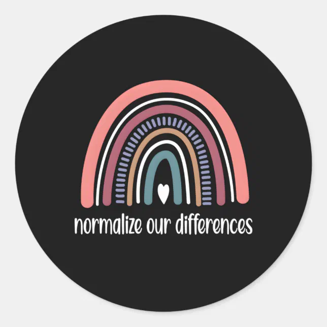 Neurodiversity Rainbow Autism Neurodivergent Adhd Classic Round Sticker ...