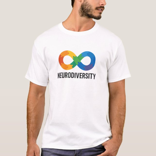 Neurodiversity Rainbow Infinity Puzzle Design T-Shirt (Front)