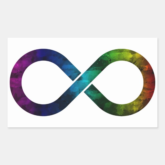 Neurodiversity Rainbow Infinity Watercolor Rectangular Sticker (Front)