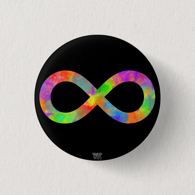Neurodiversity Rainbow Lemniscate/ Infinity Symbol Button (Front)