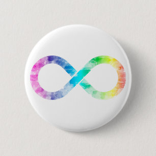 Neurodiversity Rainbow Watercolor Infinity Button
