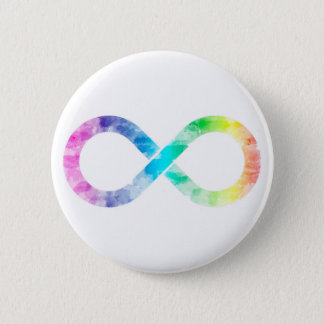 Neurodiversity Rainbow Watercolor Infinity Button