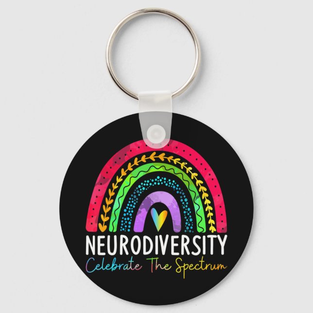 Neurodiversity Shirt Autism Spectrum ASD ADHD Rain Keychain (Front)