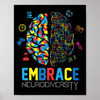 Neurodiversity Shirt Embrace ADHD Autism Awareness Poster