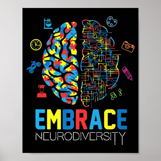 Neurodiversity Shirt Embrace ADHD Autism Awareness Poster (Front)