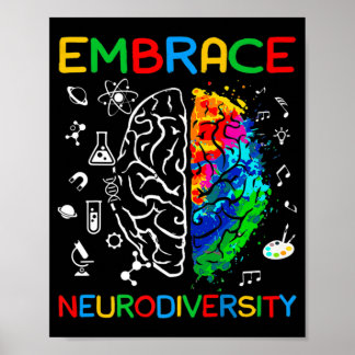 Neurodiversity Shirt Embrace ADHD Autism Awareness Poster