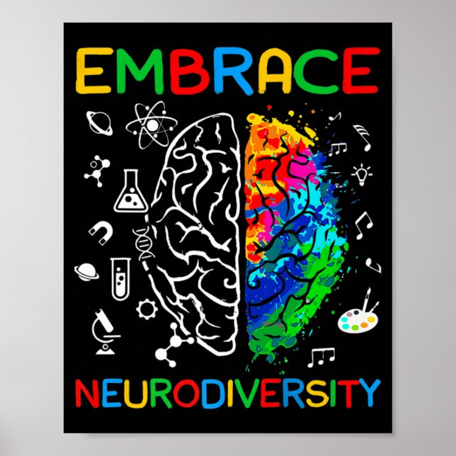 Neurodiversity Shirt Embrace ADHD Autism Awareness Poster (Front)