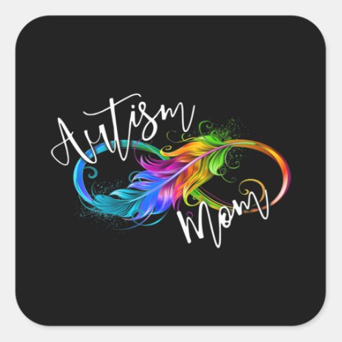 Neurodiversity Symbol Rainbow Infinity Autism Mom  Square Sticker