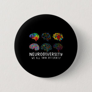 Neurodiversity We All Think Differently Brain Auti Button
