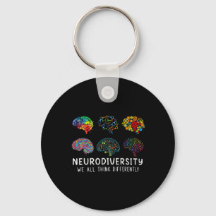 Neurodiversity We All Think Differently Brain Auti Keychain