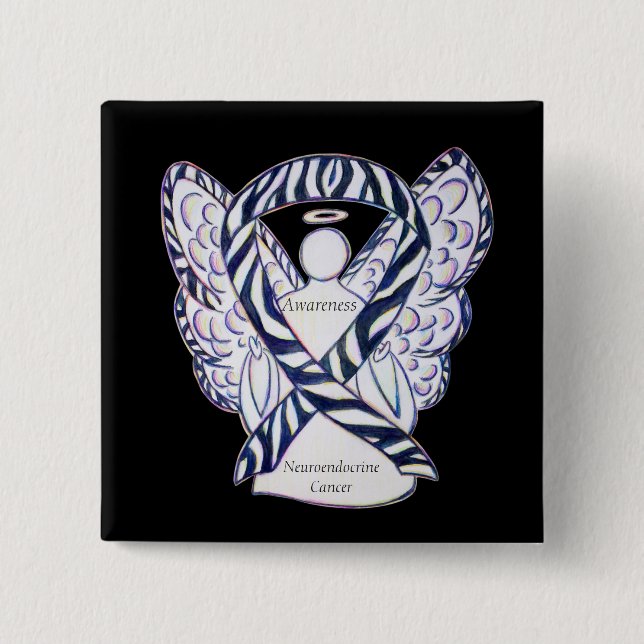 Neuroendocrine Cancer Awareness Ribbon Angel Pin (Front)