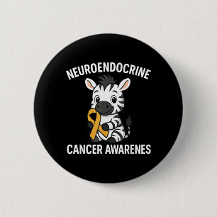 Neuroendocrine Cancer Awareness Zebra Ribbon Heart Button