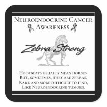 Neuroendocrine Cancer Awareness  Zebra Strong Square Sticker