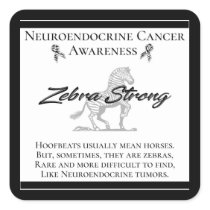 Neuroendocrine Cancer Awareness  Zebra Strong Square Sticker