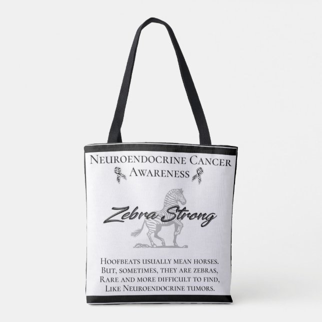 Neuroendocrine Cancer Awareness  Zebra Strong Tote Bag (Back)