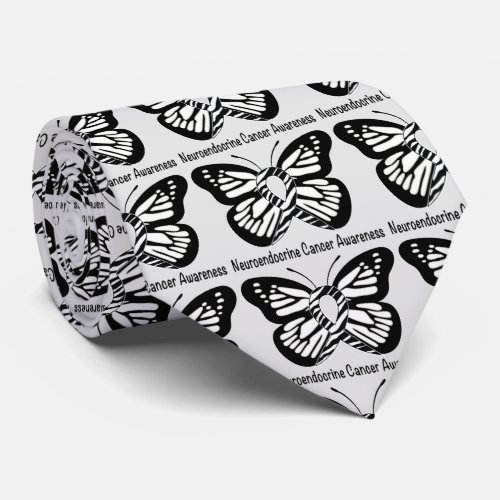 Neuroendocrine Cancer Zebra Butterfly of Hope Neck Tie