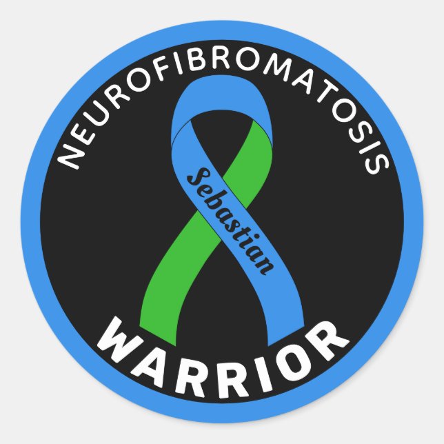 Neurofibromatos Warrior Ribbon Black Round Sticker (Front)