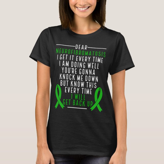 Neurofibromatosis Awareness Green Ribbon T-Shirt (Front)