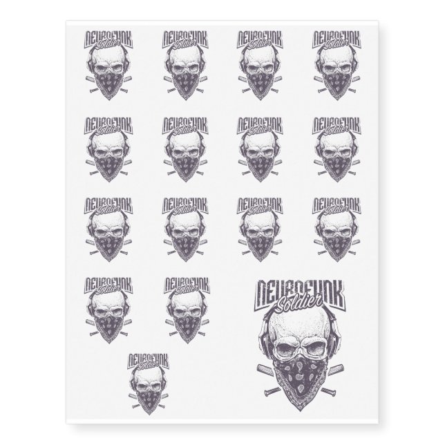 Neurofunk Soldier Temporary Tattoos (Front)