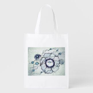 Neurographic Abstract Art Flower | Ink Line Drawin Grocery Bag