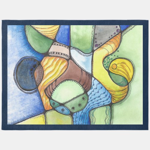 Neurographic art in gren blue yellow  9x12 rug