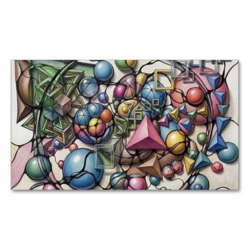 Neurographic Art T-Shirt Colorful Geometric Sphere Business Card Magnet