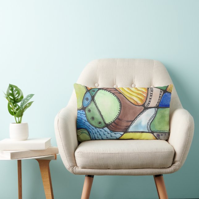 Neurographic Colorful Art  Lumbar Pillow (Chair)