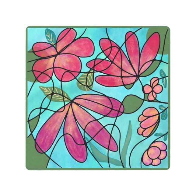 NEUROGRAPHIC SPRING FLOWERS WATERCOLORS METAL PRINT (Front)