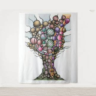 Neurographic Tree of Life Abstract Art Tapestry |
