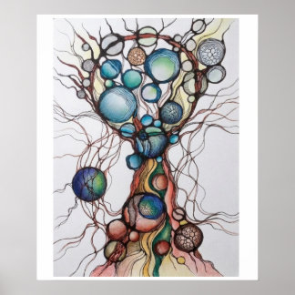 Neurographic Tree of Life Abstract Matte Poster