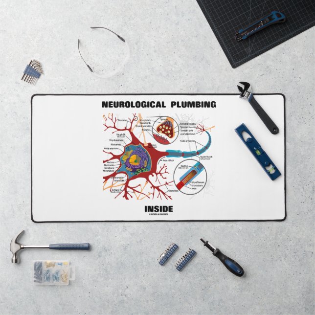 Neurological Plumbing Inside Neuron Synapse Humor Desk Mat (Workstation)