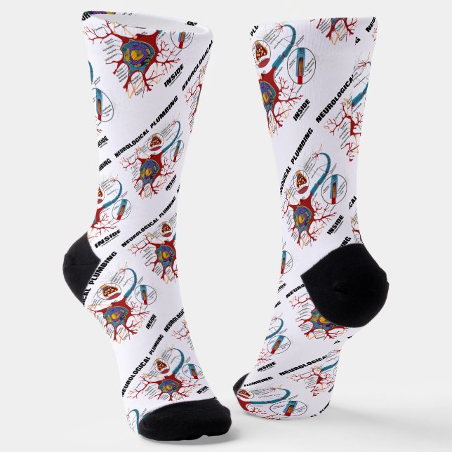 Neurological Plumbing Inside Neuron Synapse Humor Socks (Angled)