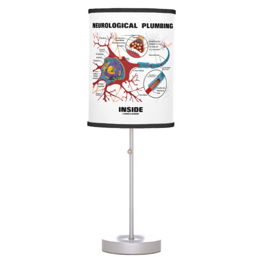 Neurological Plumbing Inside Neuron Synapse Humor Table Lamp (Front)
