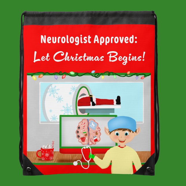 Neurologist Approved: Christmas Begin Santa In MRI Drawstring Bag (Creator Uploaded)