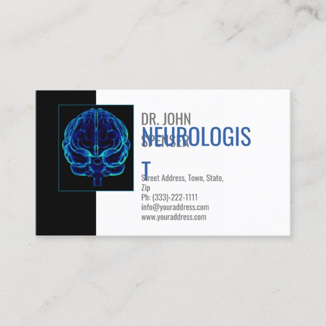 Neurologist Blue Brains Medical Business Card (Front)