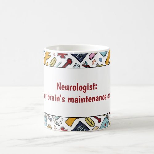 Neurologist brain medical pun doctor pattern gift coffee mug