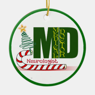 NEUROLOGIST MERRY CHRISTMAS NEUROLOGY CERAMIC ORNAMENT