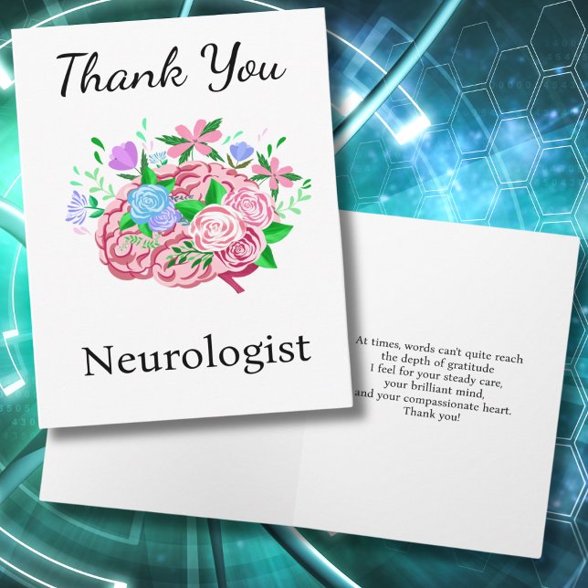 Neurologist Thank You Brain With Flowers Card (Creator Uploaded)