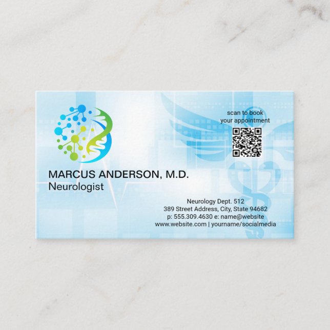 Neurology Logo | Medical Background Business Card (Front)